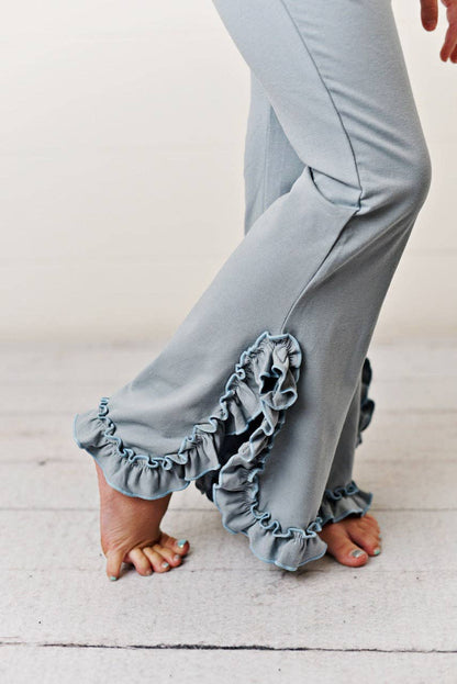Ruffle Hooded Lounge Set - Gray