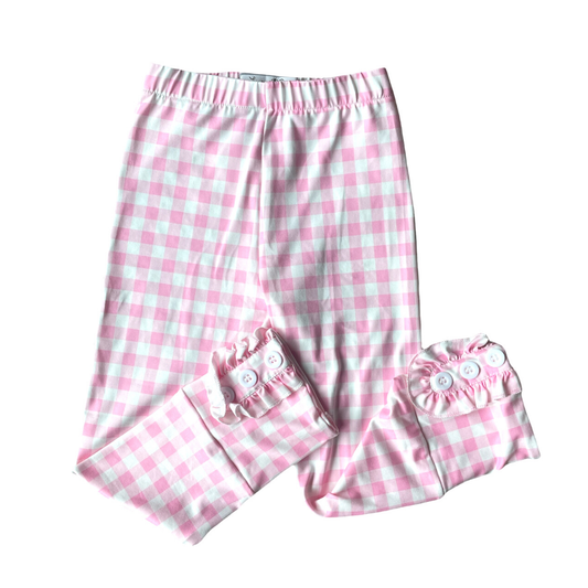 Pink Gingham Ruffle Leggings