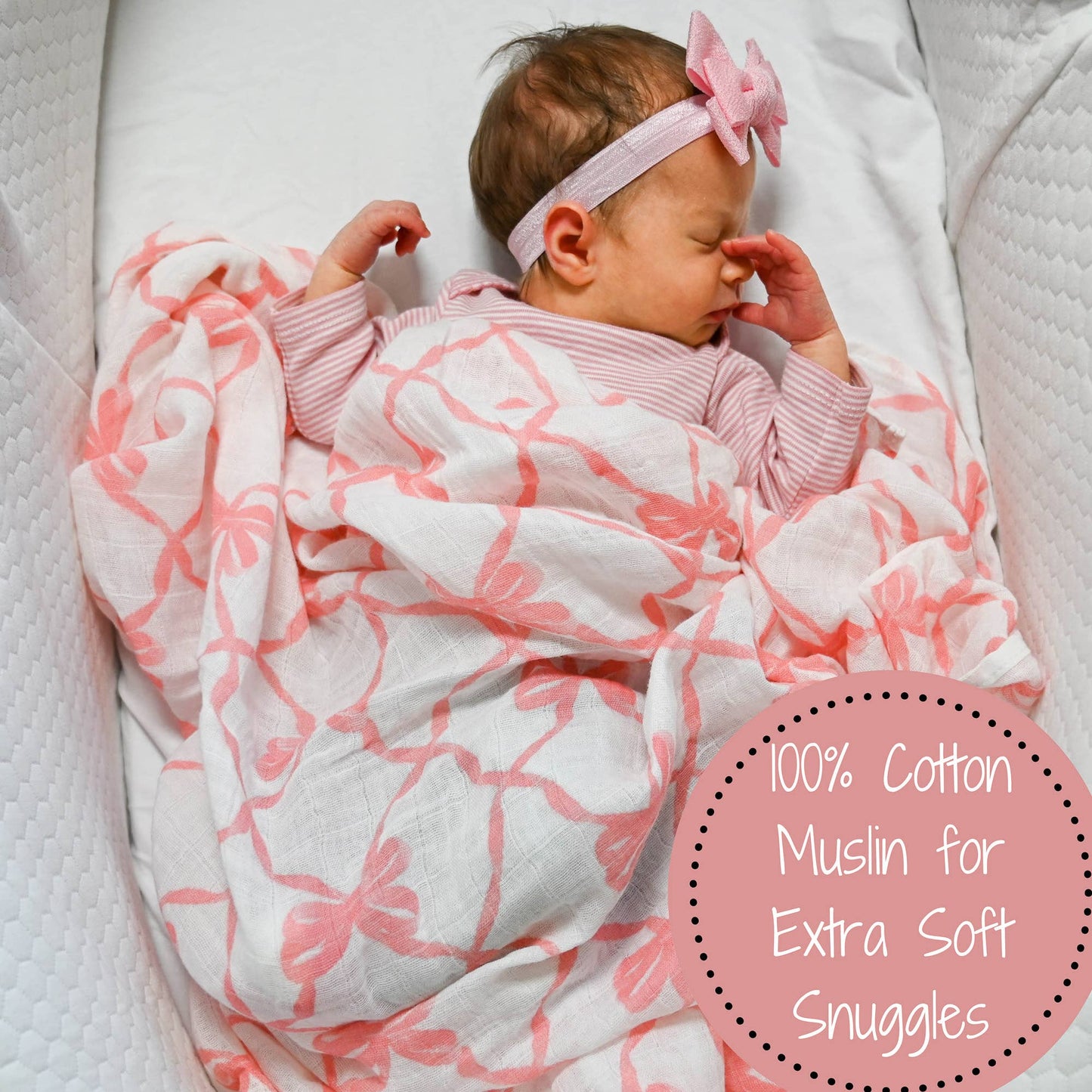"Beautiful Bows" Muslin Blanket