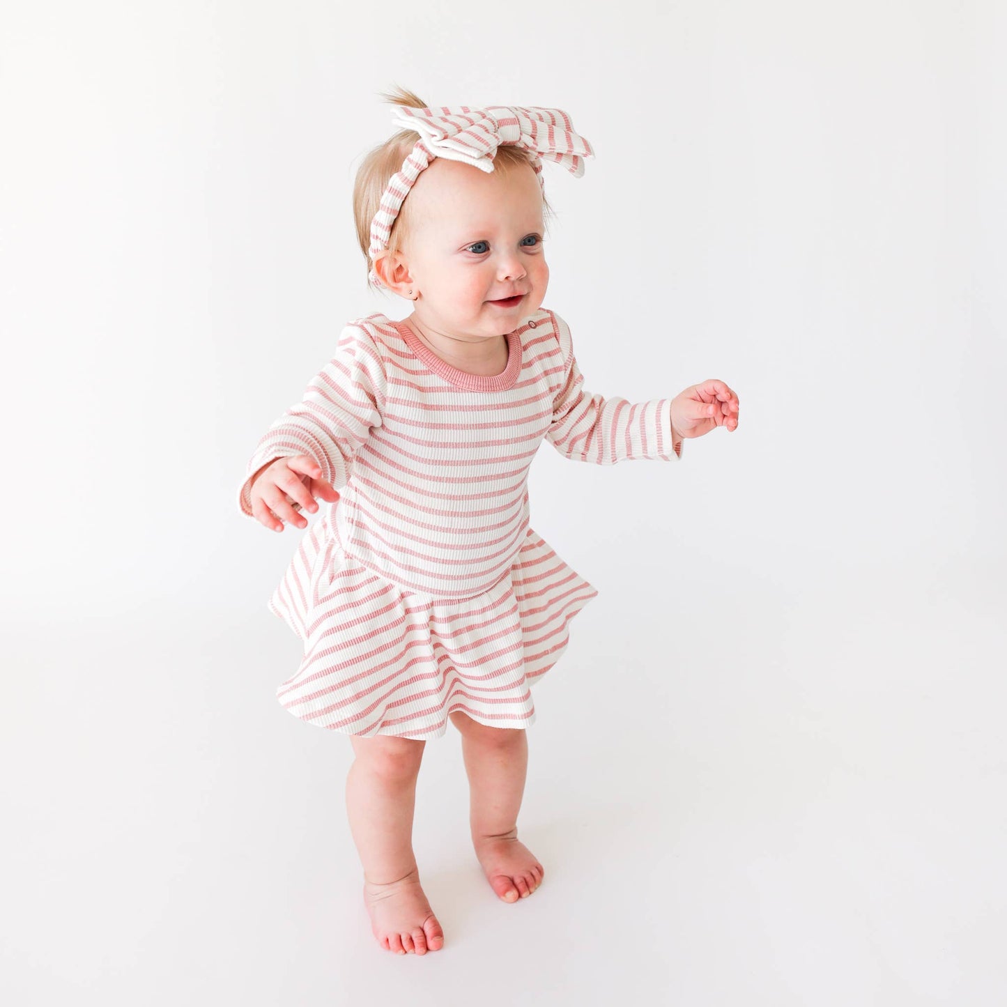 Large Bow Headband - Blush Stripe
