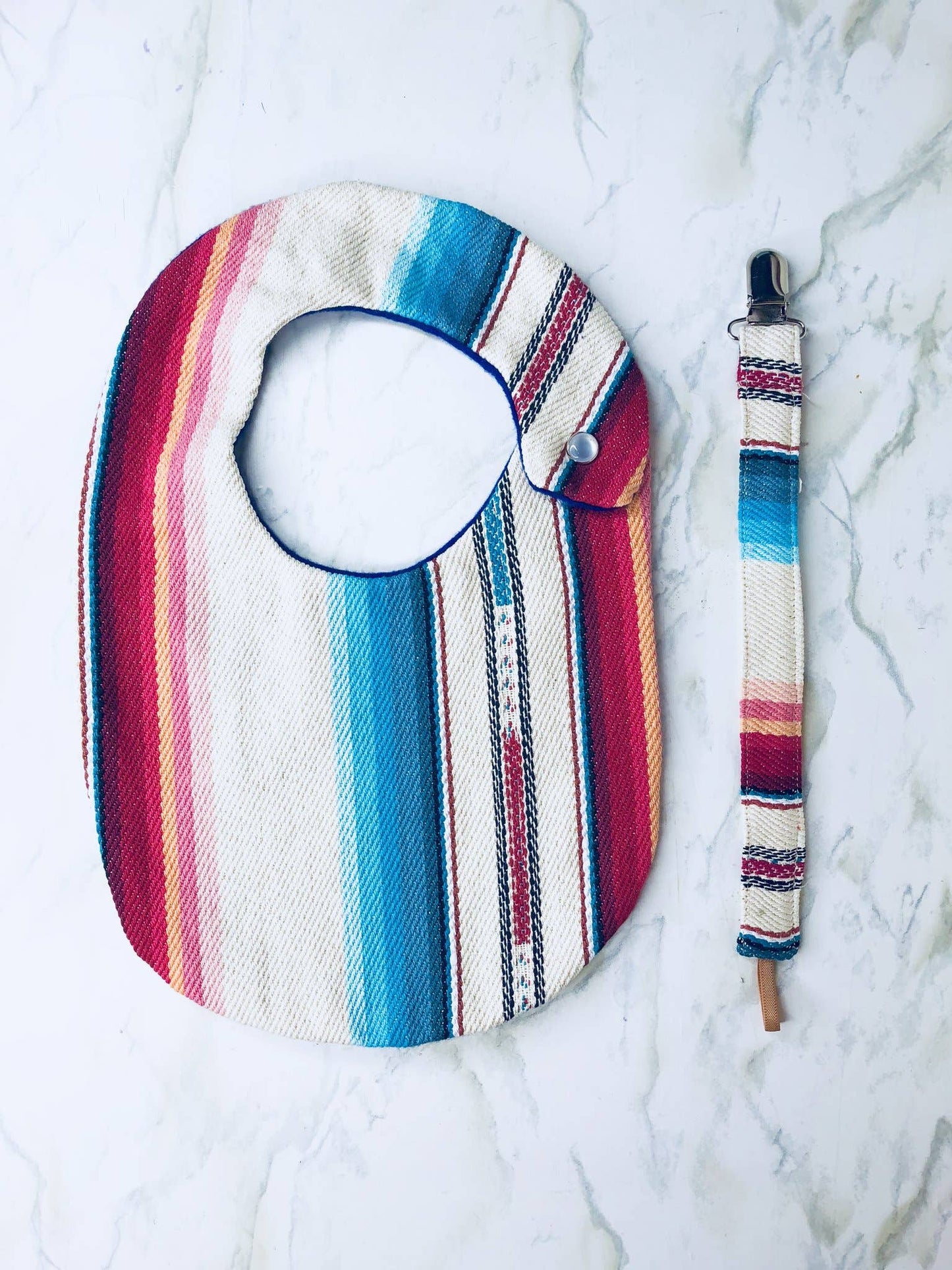 Pacifier Clip & Bib Set - Beige Serape