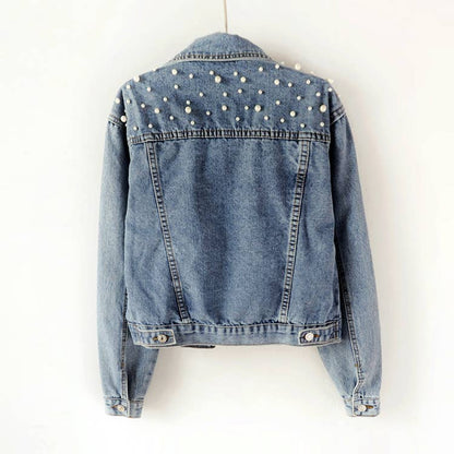Pearl Studded Vintage Denim Jacket