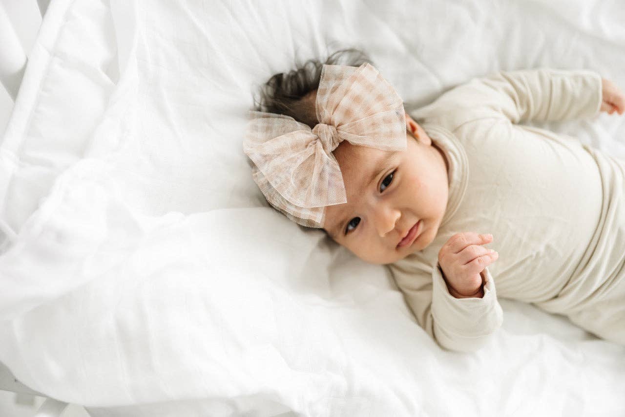 TULLE FAB SKINNY Bow: Blush Gingham / Blush