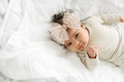 TULLE FAB SKINNY Bow: Blush Gingham / Blush