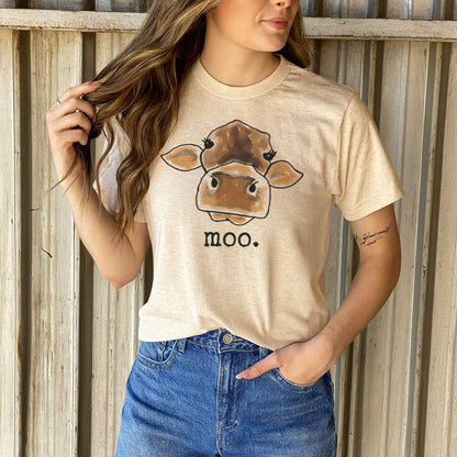 "MOO" Adult Cow Tee