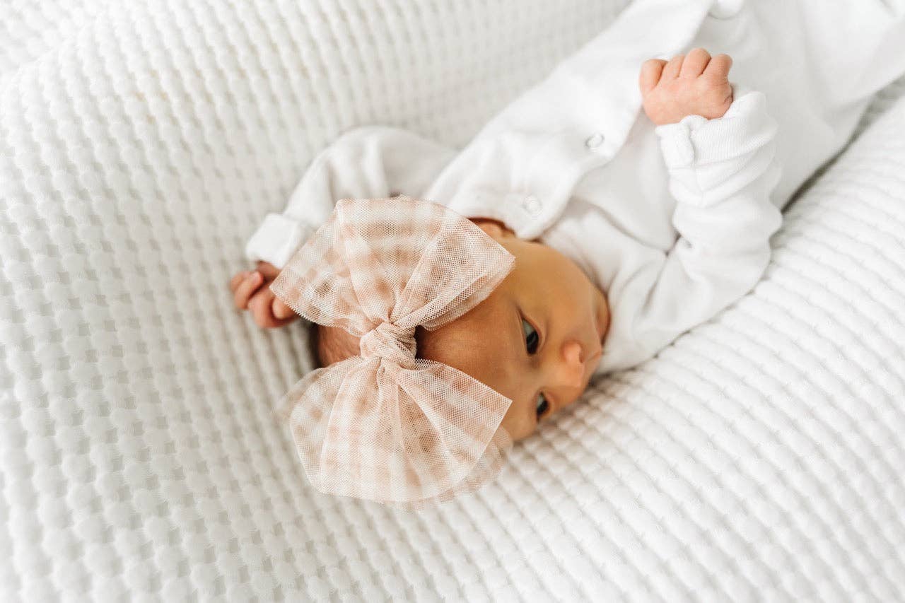 TULLE FAB SKINNY Bow: Blush Gingham / Blush