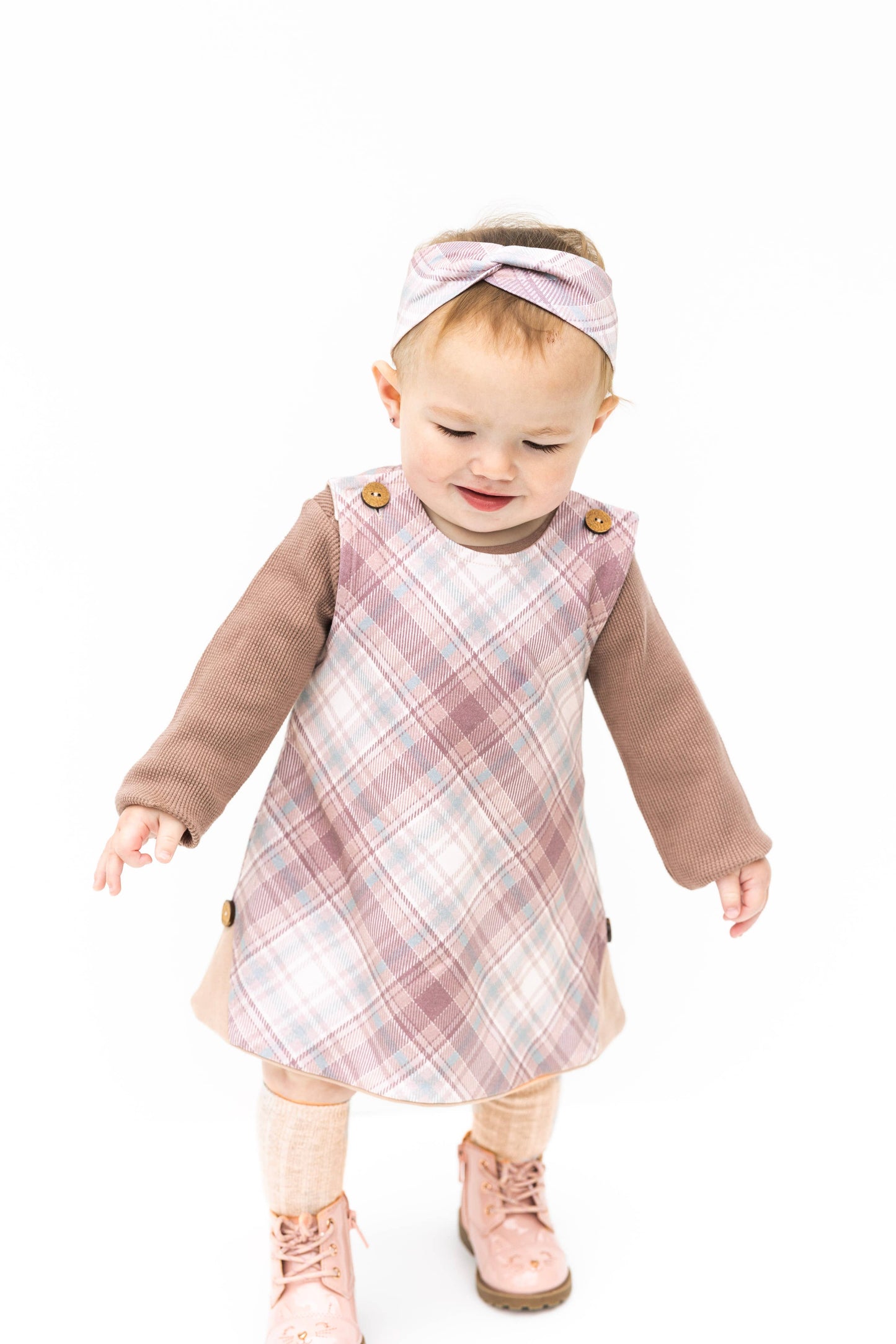 Organic Plaid Dress Set (3-Piece)