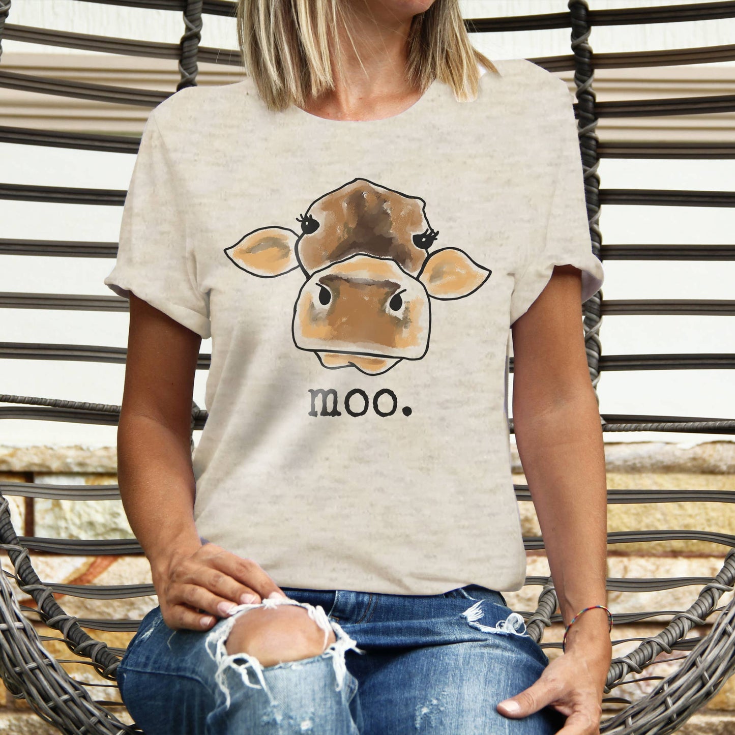 "MOO" Adult Cow Tee