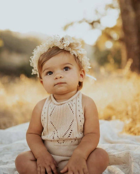 Crochet Halter Romper - Vanilla Cream
