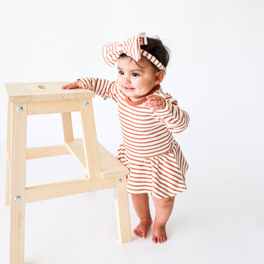 Large Bow Headband - Terracotta Stripe