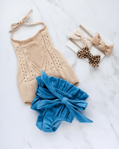 Crochet Halter Romper - Vanilla Cream