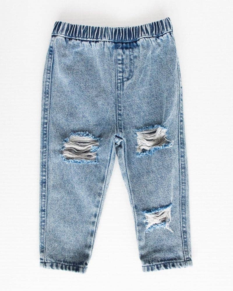 Distressed Denim Acid Wash Jeans