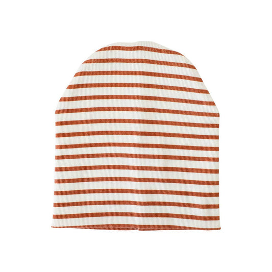 Cotton Jersey Beanie -Terracotta Stripe
