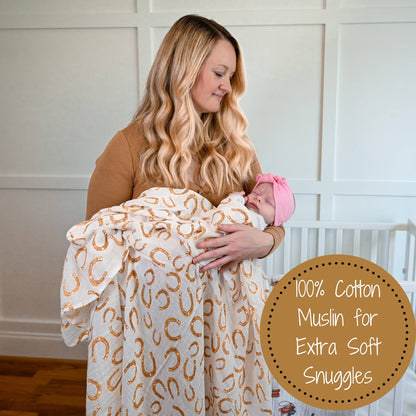 "Lucky Horseshoe" Muslin Blanket
