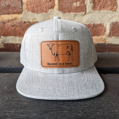 Hat - TODDLER "Raised in a barn" Cow, Grey Trucker