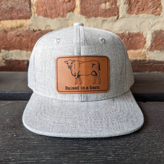 Hat - TODDLER "Raised in a barn" Cow, Grey Trucker