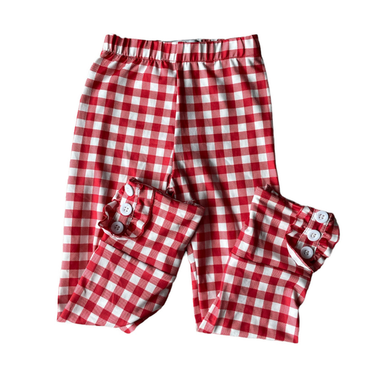Red Gingham Ruffle Leggings