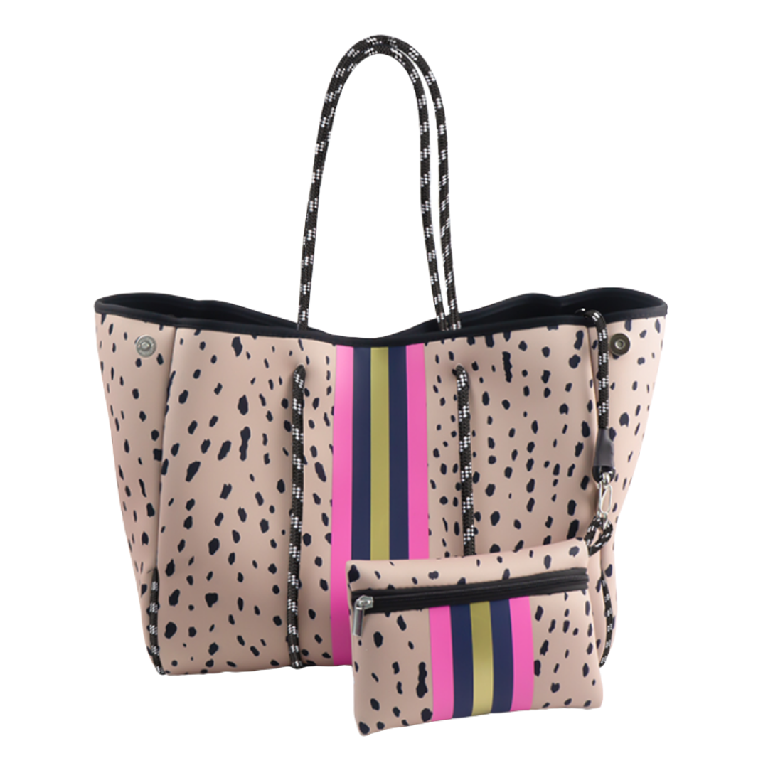 Neoprene Tote - Tan Dot