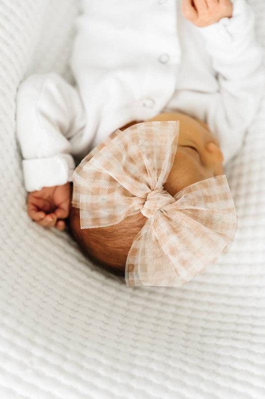 TULLE FAB SKINNY Bow: Blush Gingham / Blush