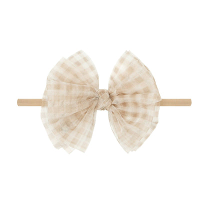 TULLE FAB SKINNY Bow: Blush Gingham / Blush