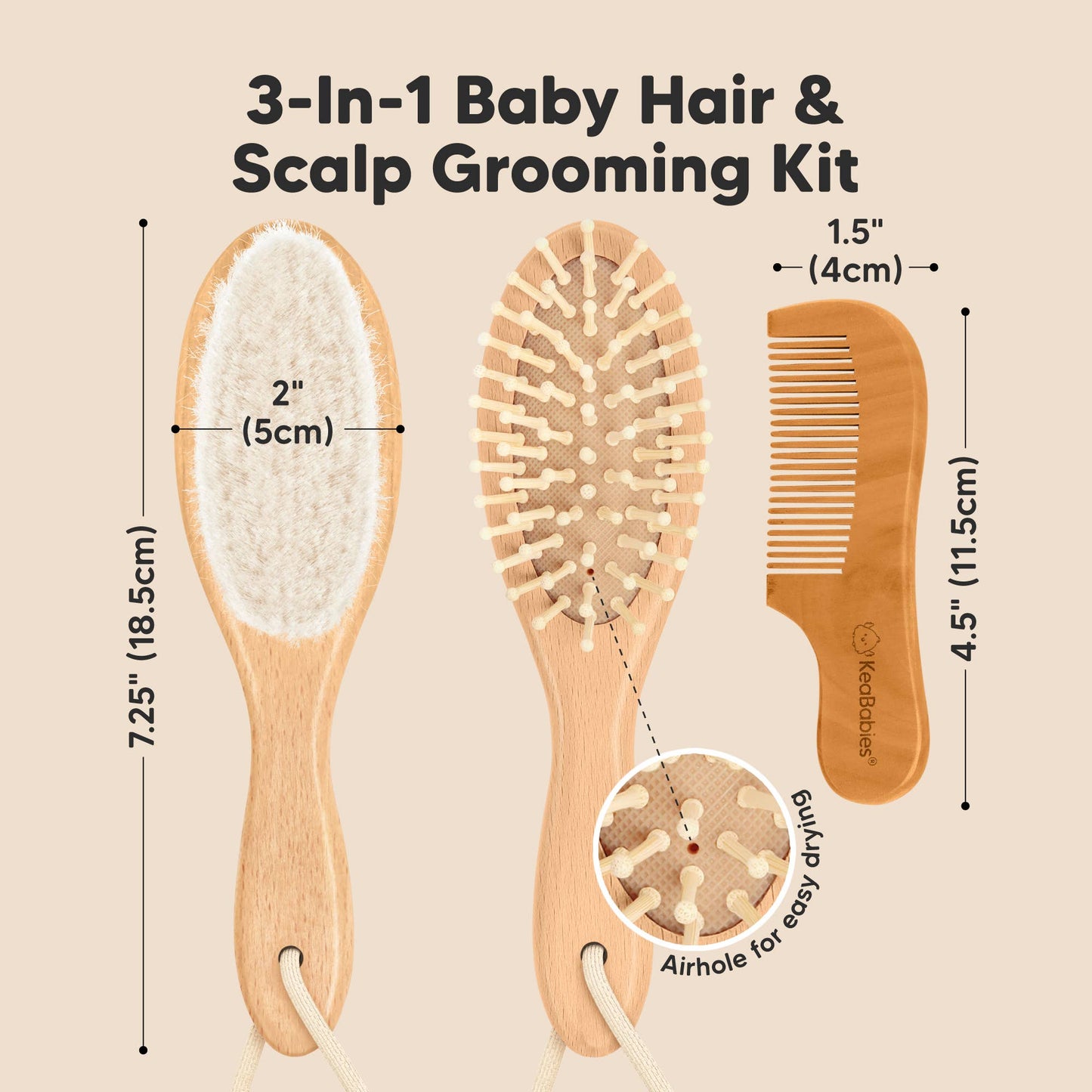 Hair Brush and Comb Set for Infant, Newborn