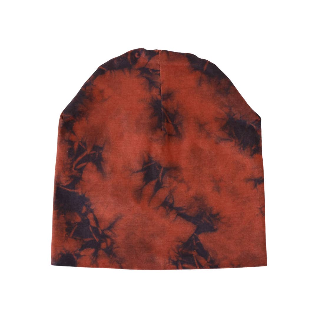 Cotton Jersey Beanie -Terracotta Tie Dye
