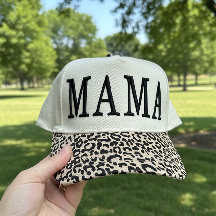 MAMA Leopard Print Brim Hat