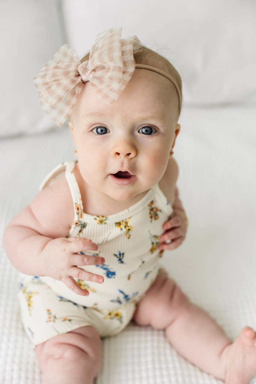 TULLE FAB SKINNY Bow: Blush Gingham / Blush