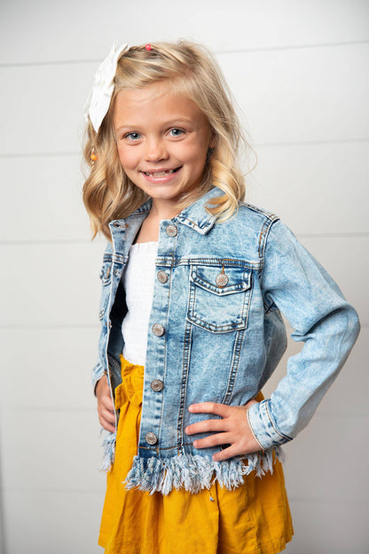 Fringe Faded Denim Jacket