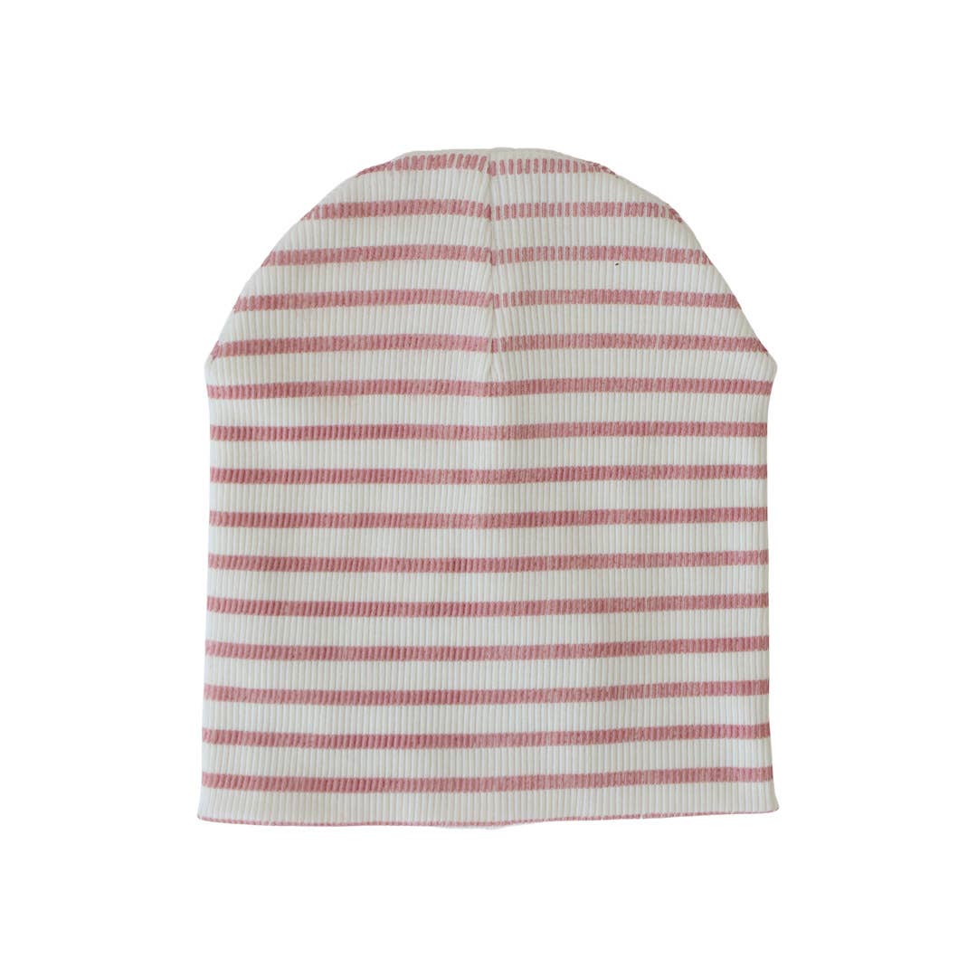 Cotton Jersey Beanie - Blush Stripe