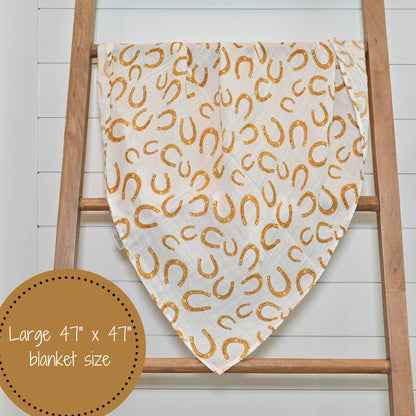 "Lucky Horseshoe" Muslin Blanket