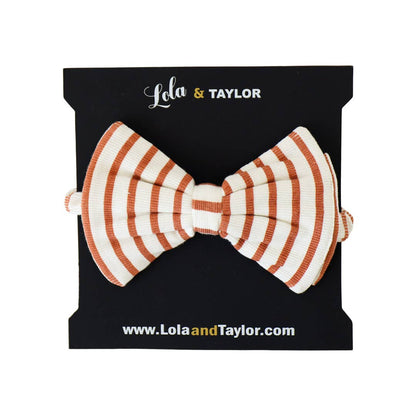 Large Bow Headband - Terracotta Stripe