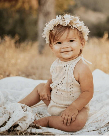 Crochet Halter Romper - Vanilla Cream