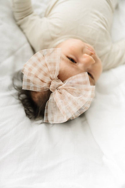TULLE FAB SKINNY Bow: Blush Gingham / Blush