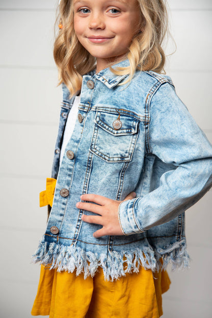 Fringe Faded Denim Jacket