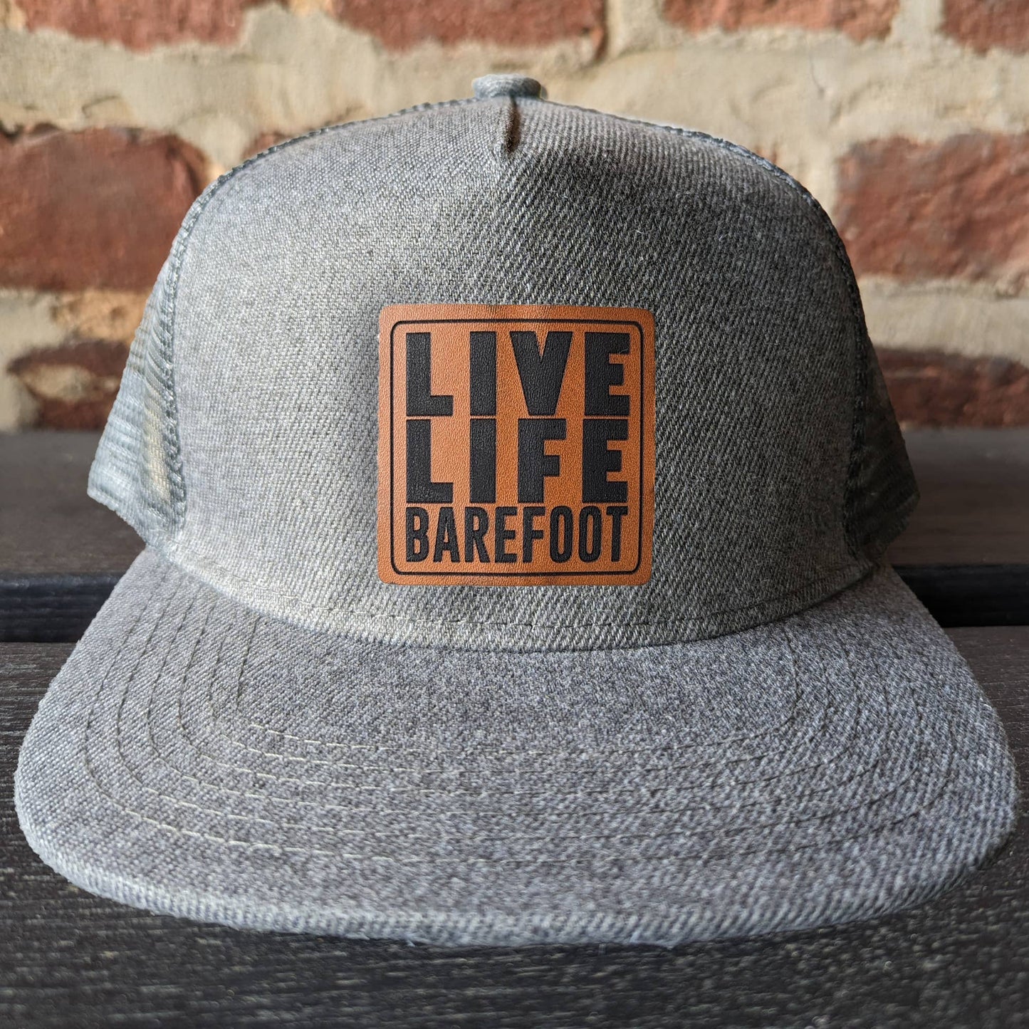 Hat - YOUTH "Live life Barefoot" Charcoal Mesh Snapback