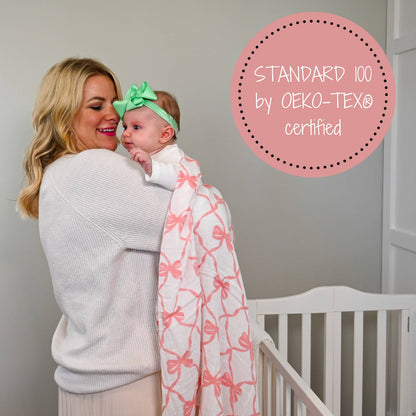 "Beautiful Bows" Muslin Blanket