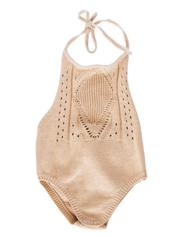 Crochet Halter Romper - Vanilla Cream