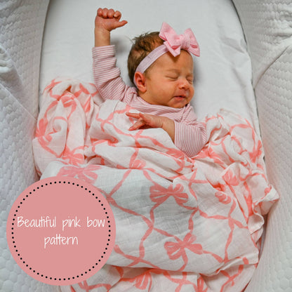 "Beautiful Bows" Muslin Blanket